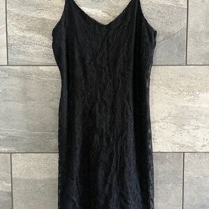Embroidered Black Mini Dress